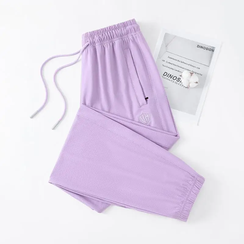 

Уличные повседневные спортивные брюки Qui Dry с защитой от солнца, одинаковые спортивные брюки с высокой талией, женские брюки из ПВХ и хлопка с вышивкой