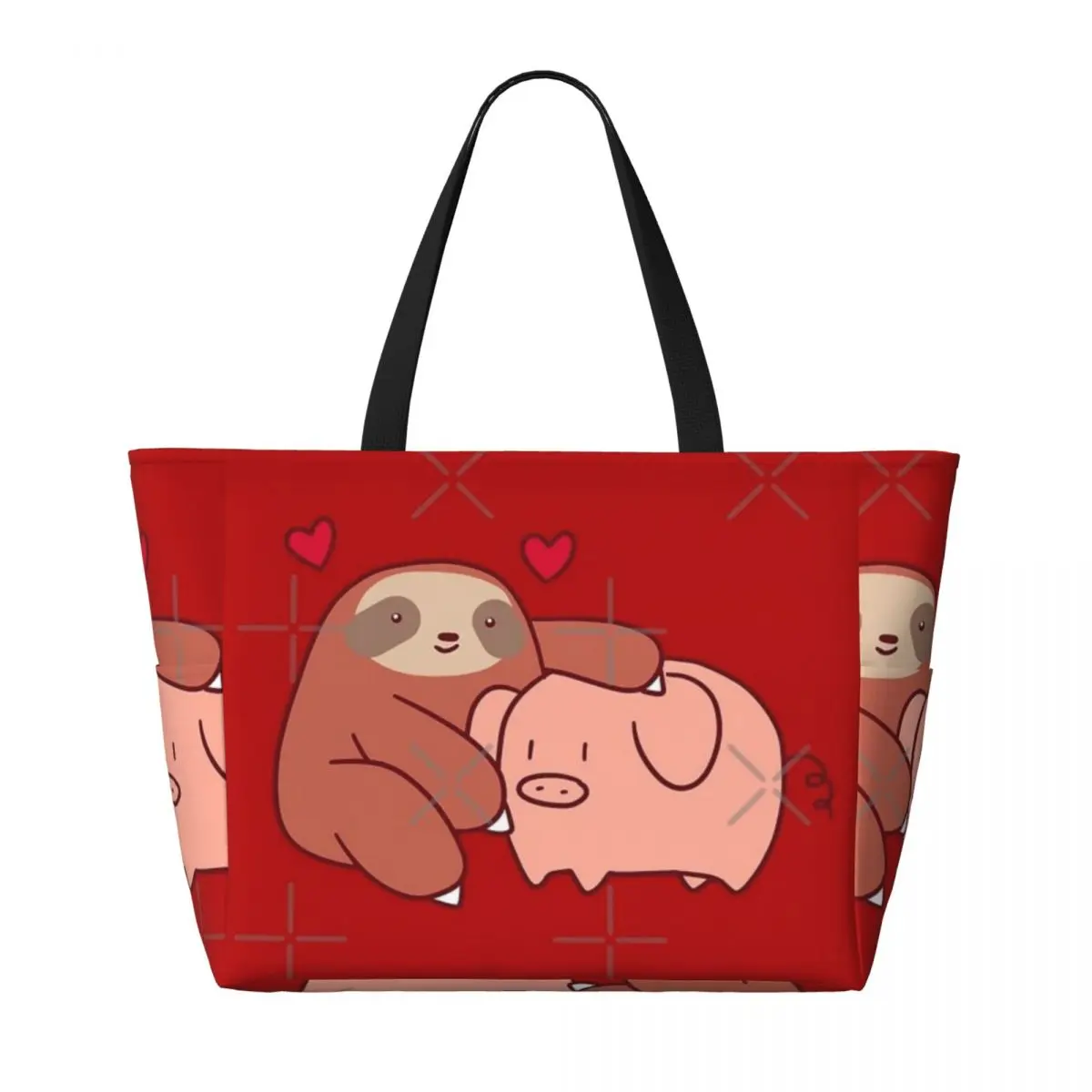 Borsa da viaggio da spiaggia Sloth Loves Pig, borsa tote per le vacanze, grande capacità, regalo di compleanno, modello multi-stile