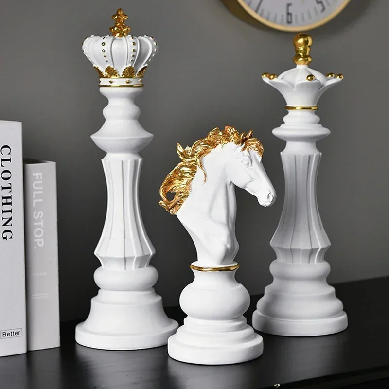 Resin Chess Pieces Board Games Accessories Retro Aesthetic Room Decor for Interior Home Decoration Chessmen Sculpture