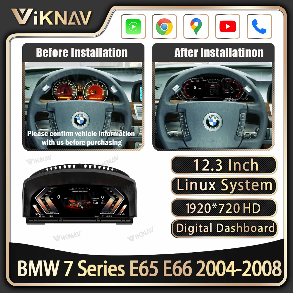 

Linux System Digital Cluster For BMW 7 Series E65 E66 2004-2008 LCD Dashboard With Full LCD Instrument Panel Assembly