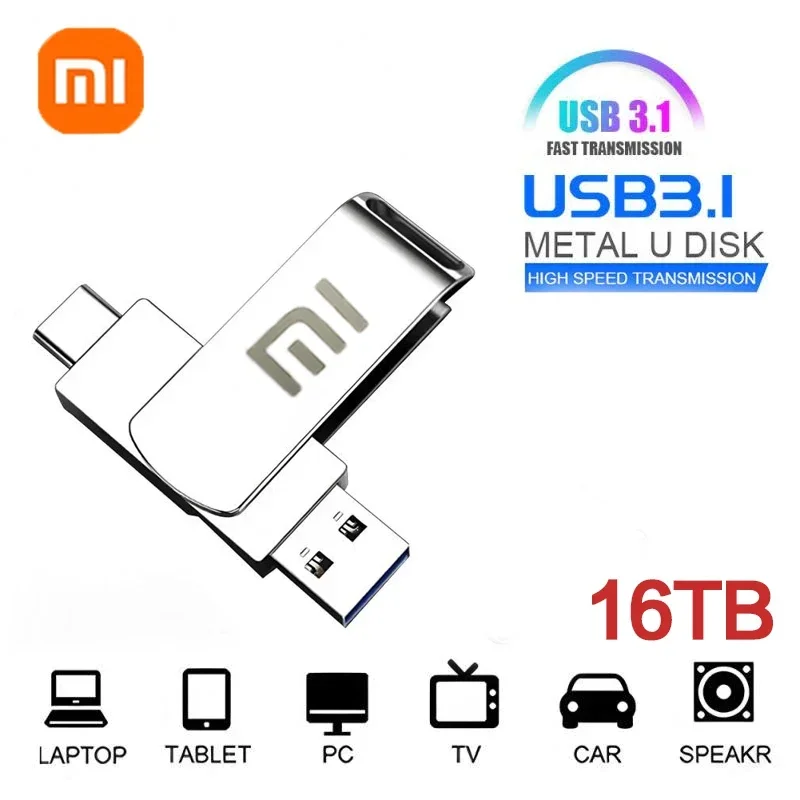 XIAOMI 2TB USB 3.2 Flash Drive 2TB szybki Pen Drive 16TB Metal wodoodporny typu C PenDrive Usb do urządzeń pamięci masowej