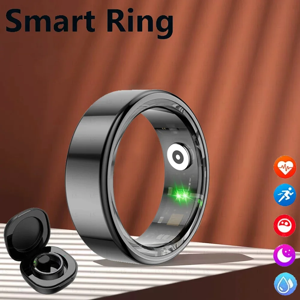 

Smart Ring Military Grade Titanium Steel Shell Health Monitoring IP68& 3ATM Waterproof Multi-sport Modes Men Women SmartRing New