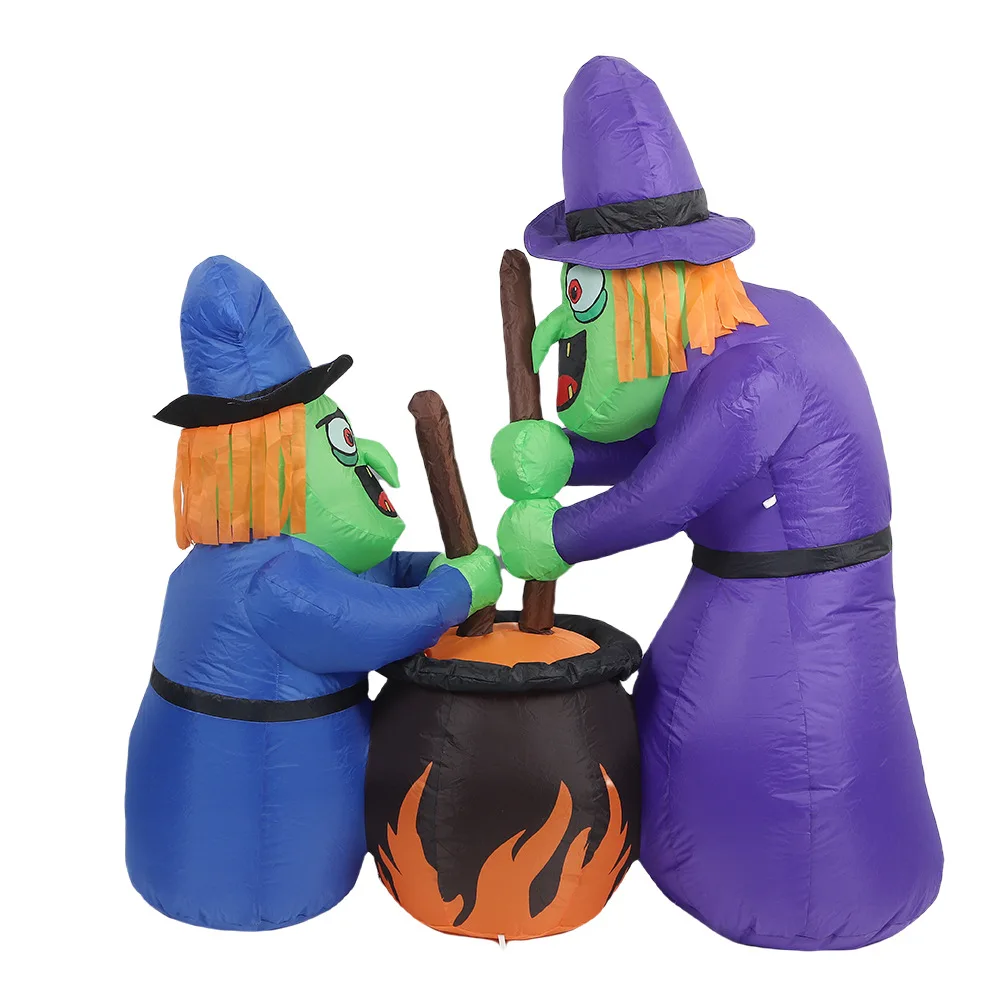 مناسبة للهالوين نموذج هواء قابل للنفخ بارتفاع 1.5 متر 2 نموذج هواء أسطواني ساحرة لمهرجان الأشباح نموذج هواء مضحك