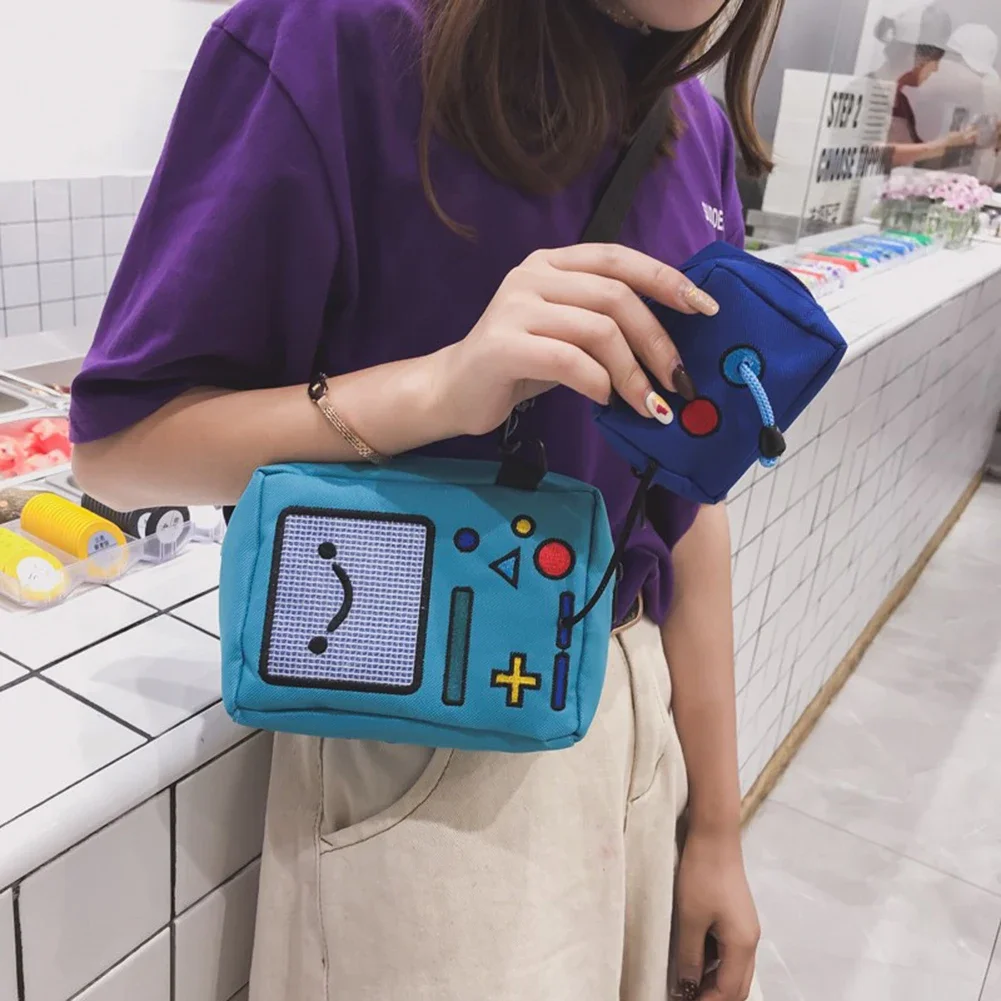 Cartoon Anime Adventure Time BMO Bags for Women Phone Purse Female Canvas Game Machine Small Shoulder Bag Funny Crossbody Bag