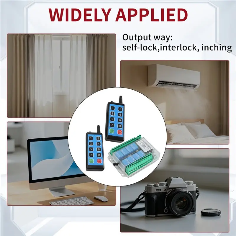 A53M-8 Channel Wireless Rf Remote Control Switch 12V/24V/36V 433Mhz Remote Cont Wireless Remote Motor Control Switch DC9V-72V