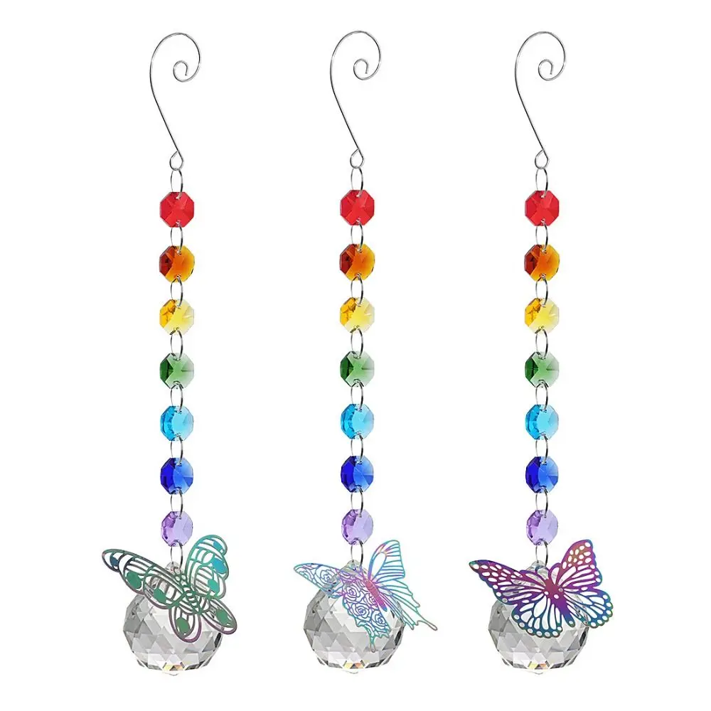 Colorful Crystal Butterfly Sun Catchers DIY Crafts Hanging Butterfly Prisms Pendant Handmade Rainbow Catcher