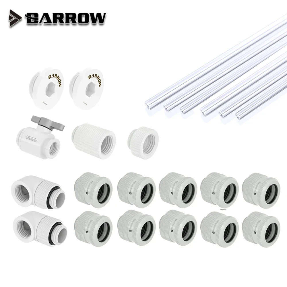 

Barrow OD12/14/16mm Hard Tube Fitting Kit Brass Metal Connector G1/4'' Adapters Compression + 90 Degree Fitting + Water Plug