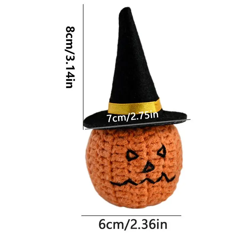 Boneca De Abóbora De Malha Para O Halloween, Bonito Ornamentos Laranja, Brinquedo bonito pequeno, Art Funny Car Ornament, Boneca de malha confortável