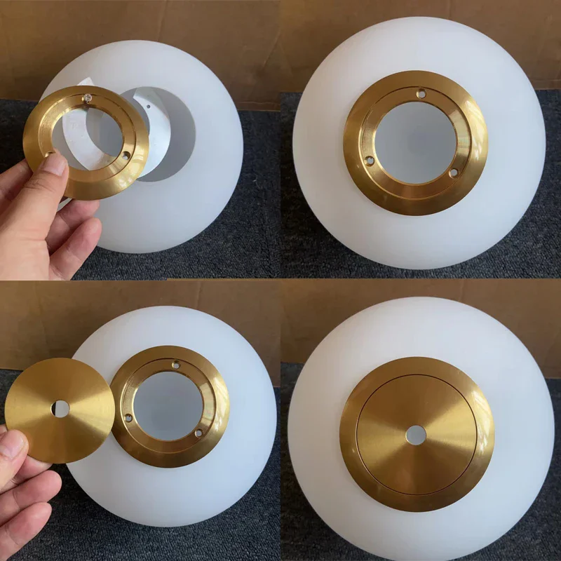Black/Silver/Bronze D12/15/18/20cm DIY lampshade replaced with threaded metal matte white spherical glass lampshade