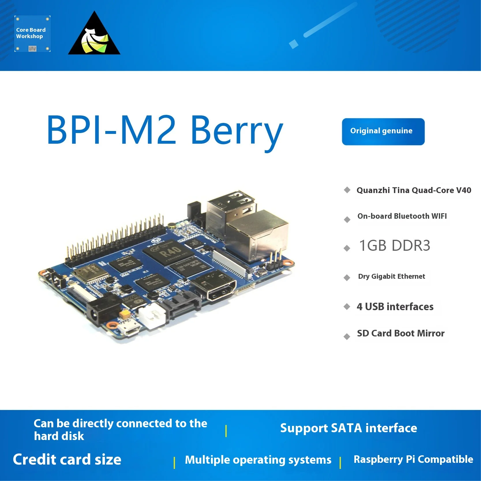 

Banana Pi BPI-M2 Berry Development Board Quanzhi V40 Banana Pie Android Sata Interface