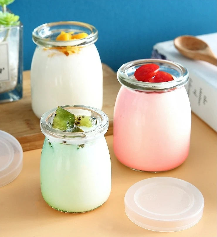 Transparent Sealed Lidded Pudding Cups 100ml Yoghurt Pots Dessert Jars Baking Glass Pudding Jars Mousse Cups Empty Jars