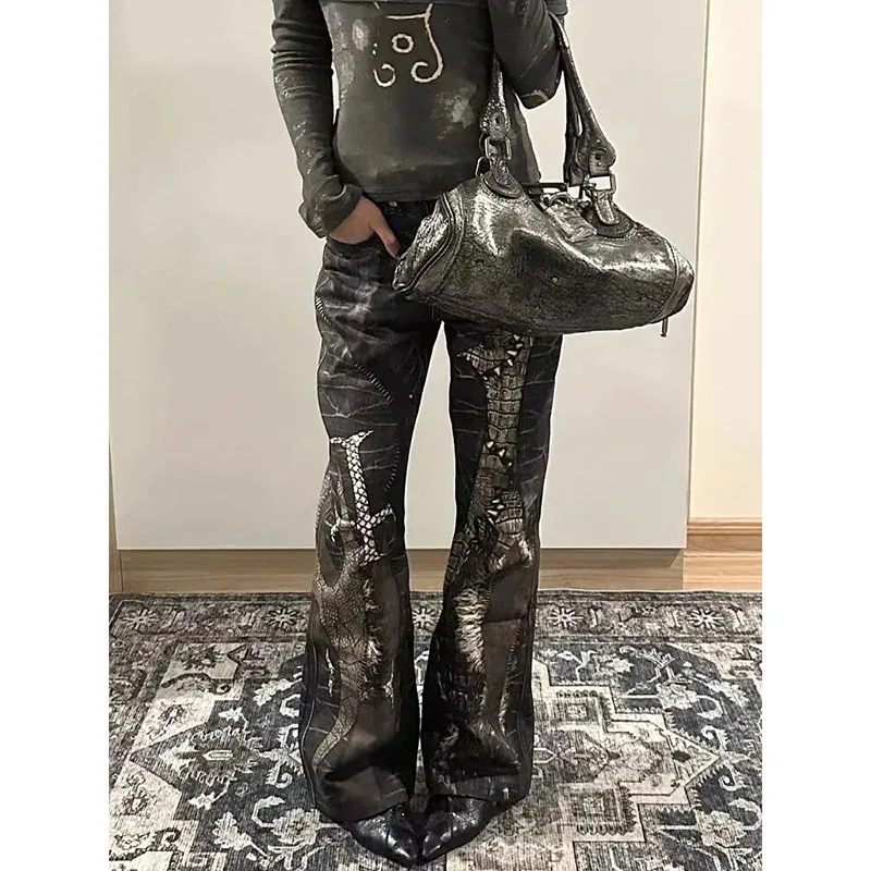 Design européen et américain Sense Python imprimé Micro cloche-bas enfants été nouveau Spice Girls point de croix vadrouille pantalon