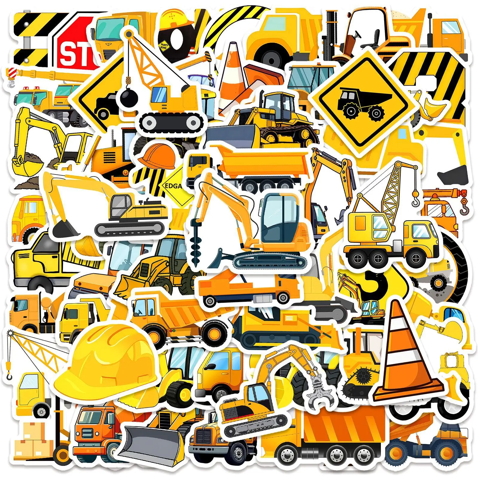 10/50PCS Engineering Fahrzeug Cartoon Aufkleber Lkw Bagger Graffiti Dekoration DIY Spielzeug Kühlschrank Laptop Gitarre Auto Fahrrad Aufkleber