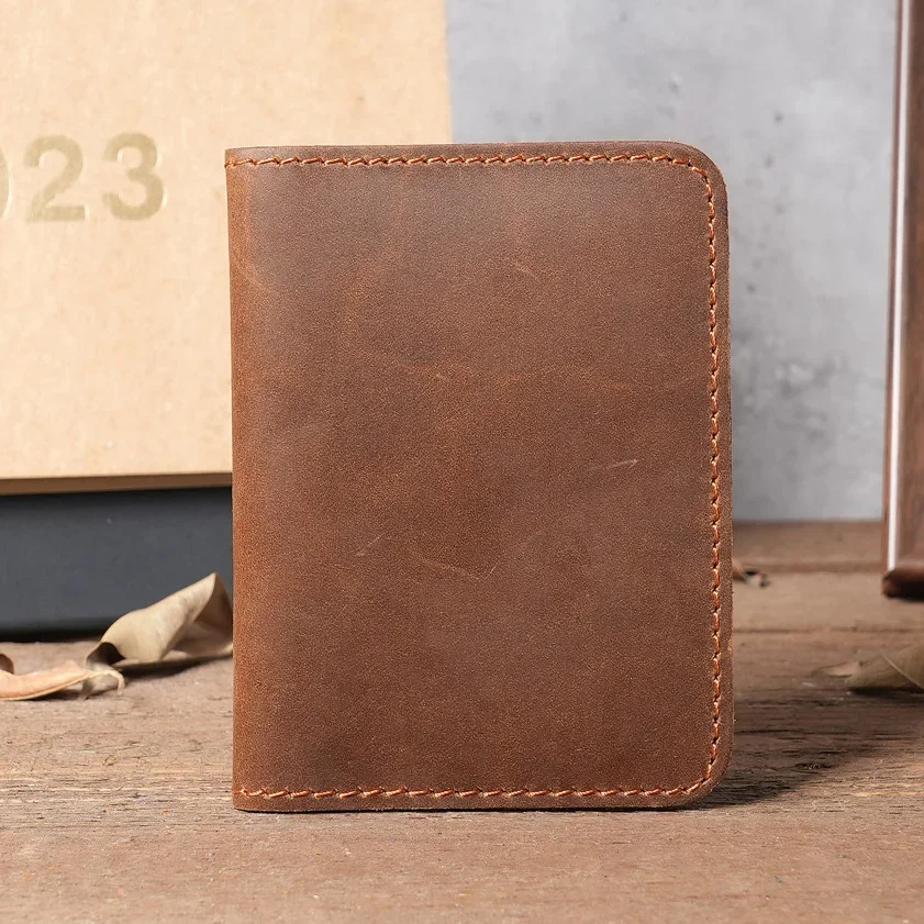 Handmade Leather Card Holder for Credit Card and Driver License Desinger Bifold Card Wallets License 7.5x10.5cm