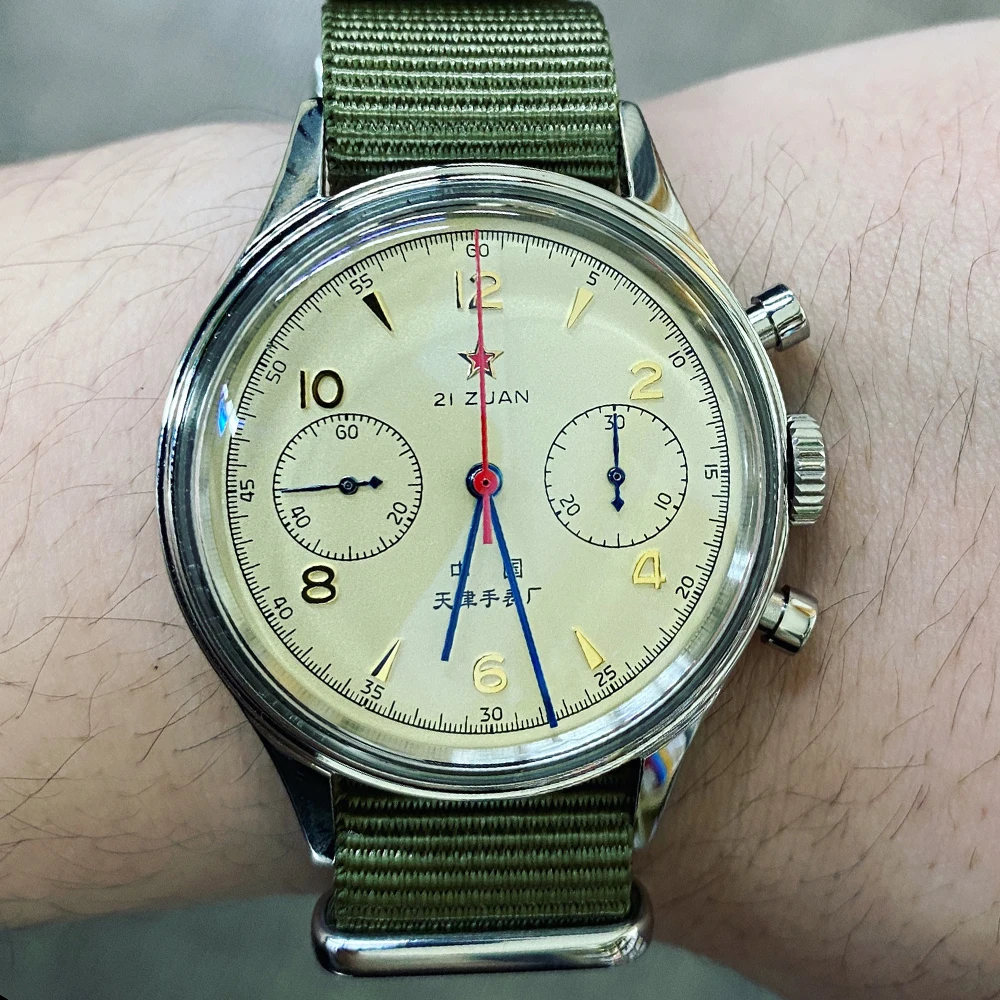 Relógio Piloto Cronógrafo Masculino, Relógio Piloto, ST1901 Retro, Relógio de pulso mecânico de vento manual, Relógios da Força Aérea Chinesa 38mm, 40mm, 38mm, 40mm