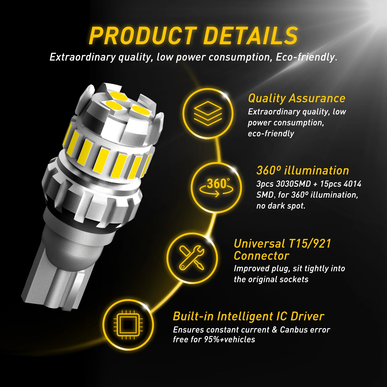 لمبة ليد أوكسيتو t16 w16w t15 كانبوس ، 2 ، ضوء أبيض فائق السطوع ، 12 فولت ، دعم ، ضوء عكسي ، 2 US