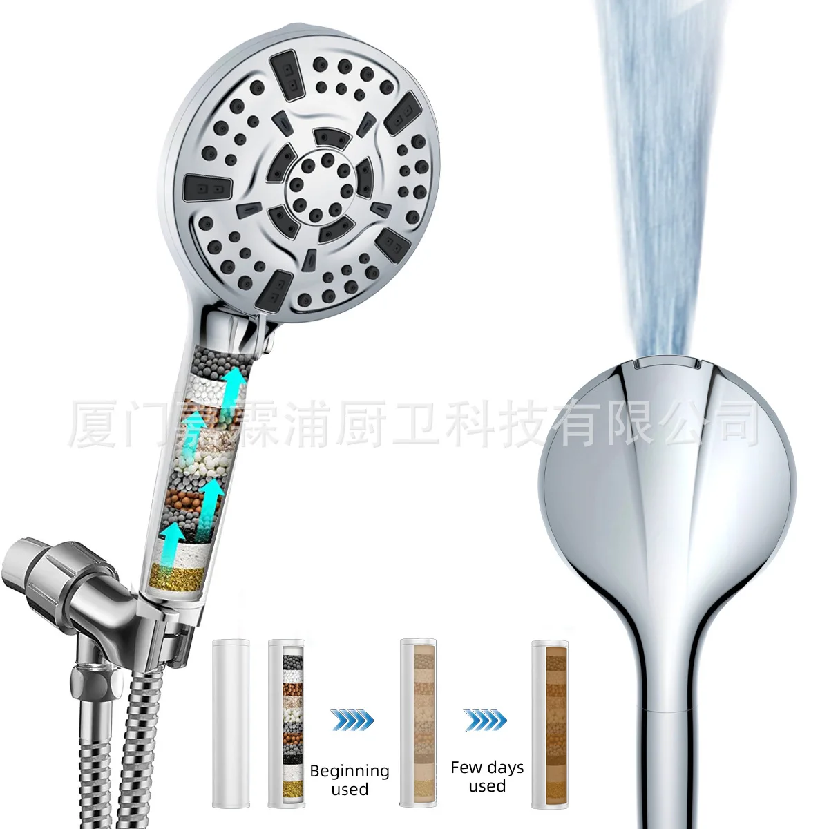 

Bathroom 10 Function Shower Set American Filter Pressurized Hand-held Spray Shower Electroplating Three-piece Set Wholesale