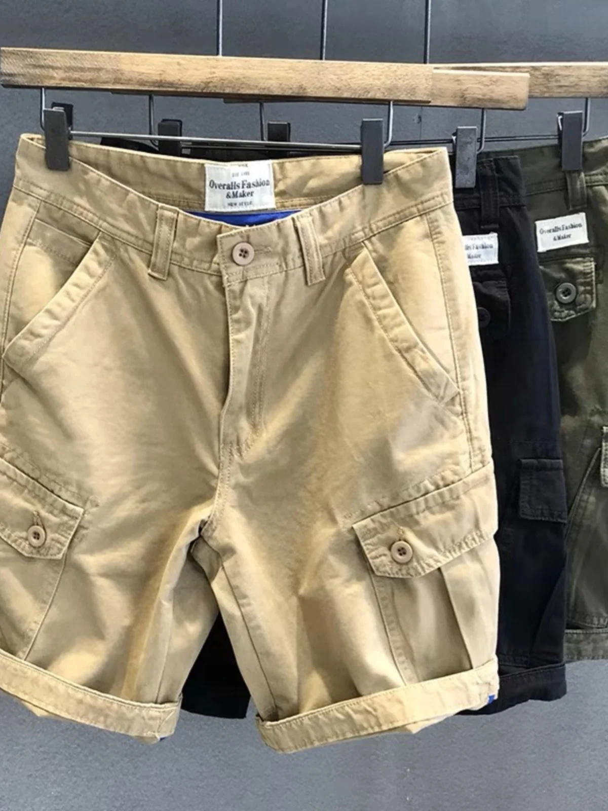 

Khaki Workwear ort Pants Men Summer American Loose Retro Five-Point Trendy Brand INS Outdoor Sports Mid-Length Casual Trousers