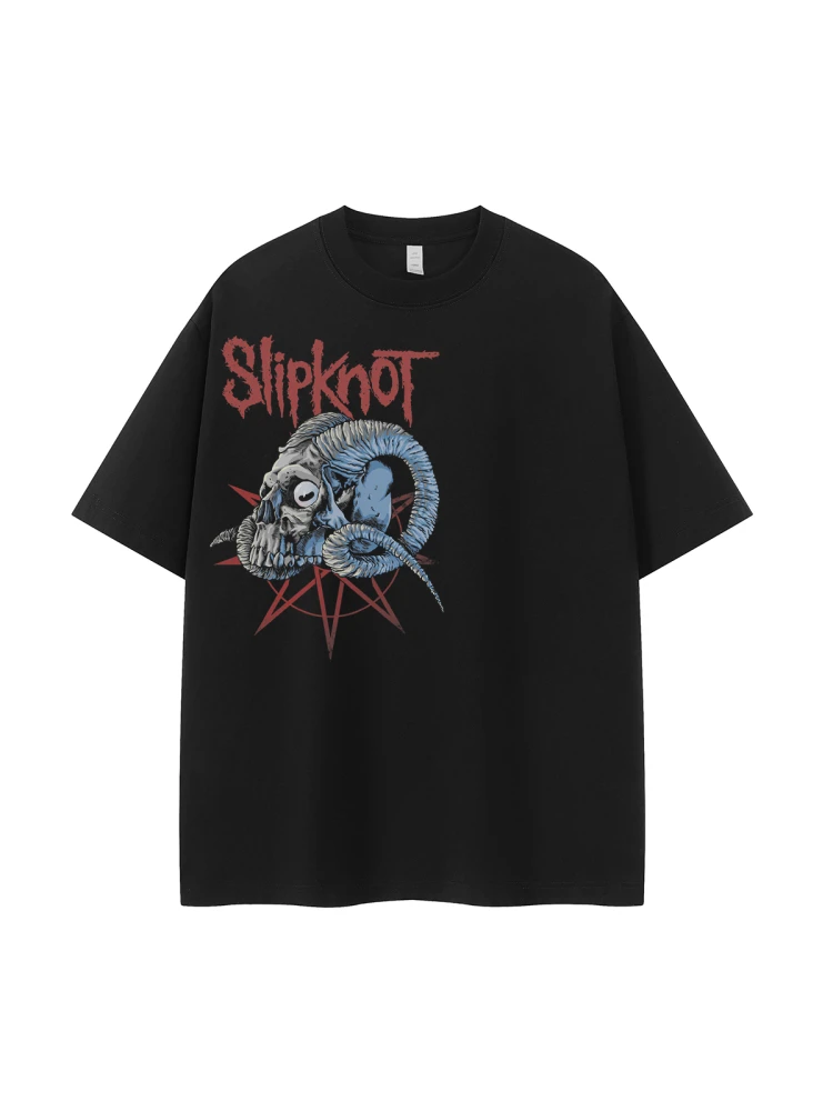 Dark Hip Hop American Style Short Sleeve T-Shirt Breathable Cotton Urban Fashion Casual round Neck Print Top for Youth