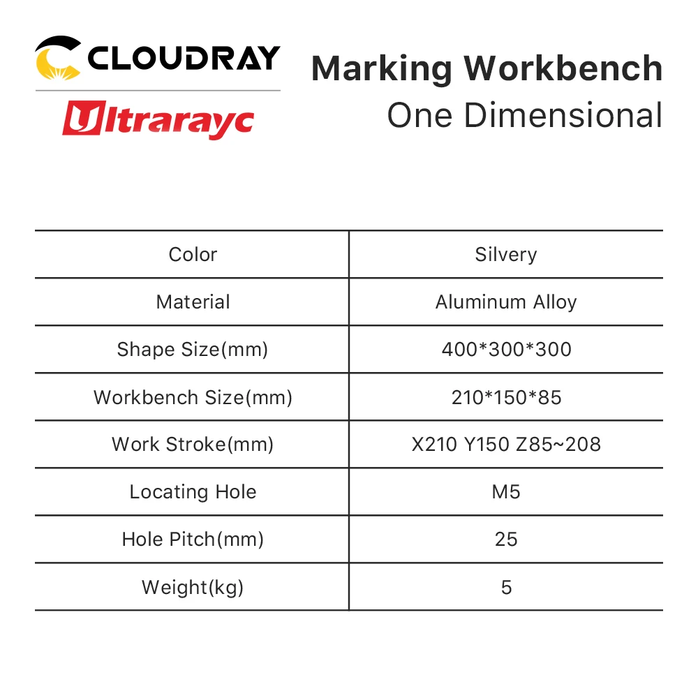 Ultrarayc Z محور تتحرك الجدول 210x150 مللي متر منطقة العمل 85-208 مللي متر ارتفاع قابل للتعديل ل آلة وسم Z محور تحديد المواقع منضدة