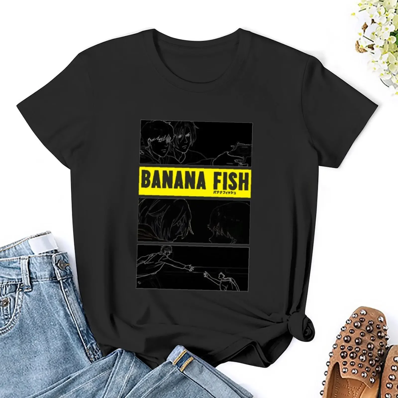 Banana Fish - Snapshots on Dark T-shirt oversized funny summer tops t-shirts for Women graphic tees funny