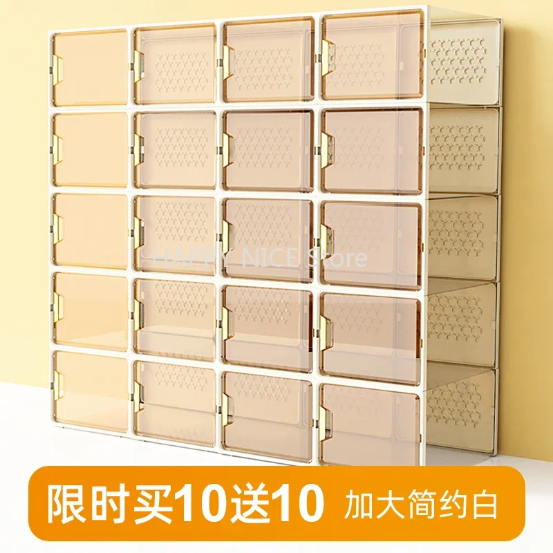 Transparent Shoe Shelf Cabinet Storage Box Folding Organizer Plastic Acrylic Drawer Shoe Rack Space Saving Furniture LSL117YH