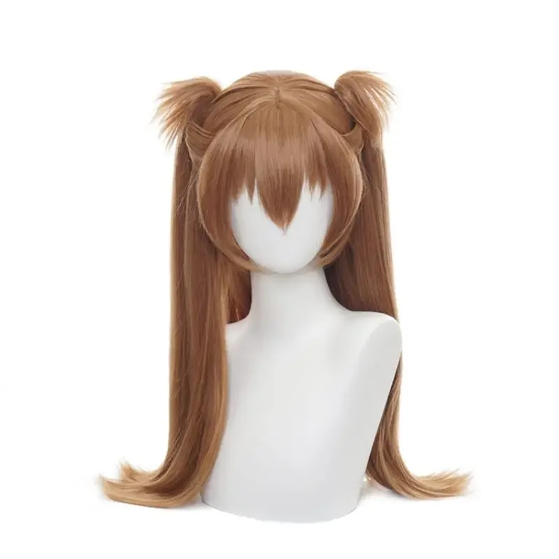 Anime Eva Asuka Langley Soryu Cosplay Wig Brown Long Hair Heat Resistant Synthetic Halloween Party Accessories Props