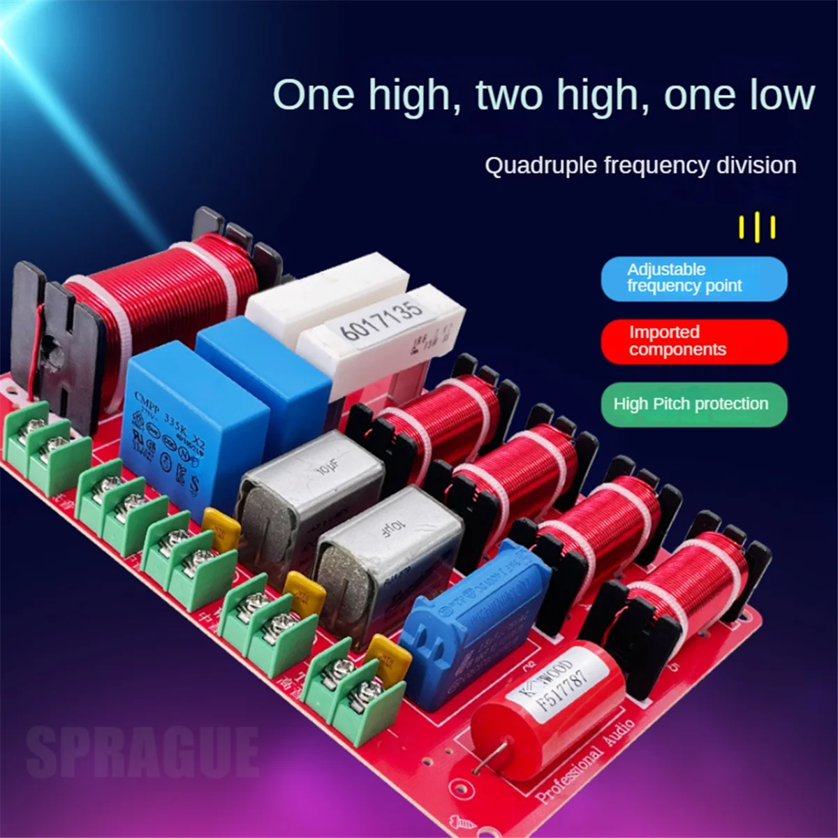 فلاتر كروس ذات 4 اتجاهات، مدمجة في حراسة التأمين، تبديد ممتاز للحرارة، مقسم HiFi بقدرة 300 وات