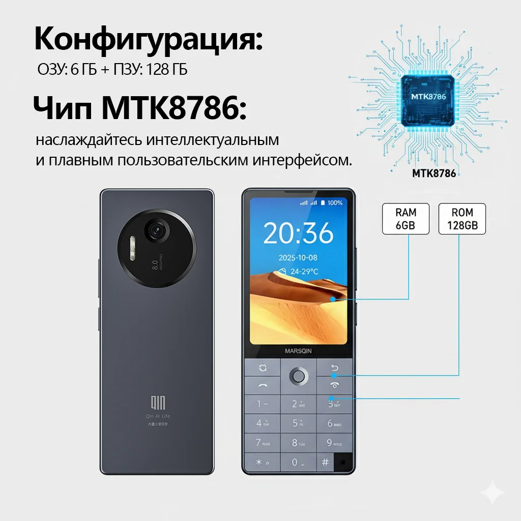 Qin F25 スマートフォン（ロシア語キーボード搭載）：MTK8786、Android