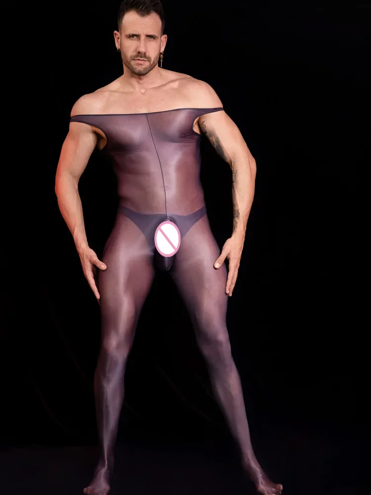 Mono de entrepierna abierta Para hombre, pijama Sexy ultrafino transparente Para adultos, body Porno ajustado y elástico Para Fitness