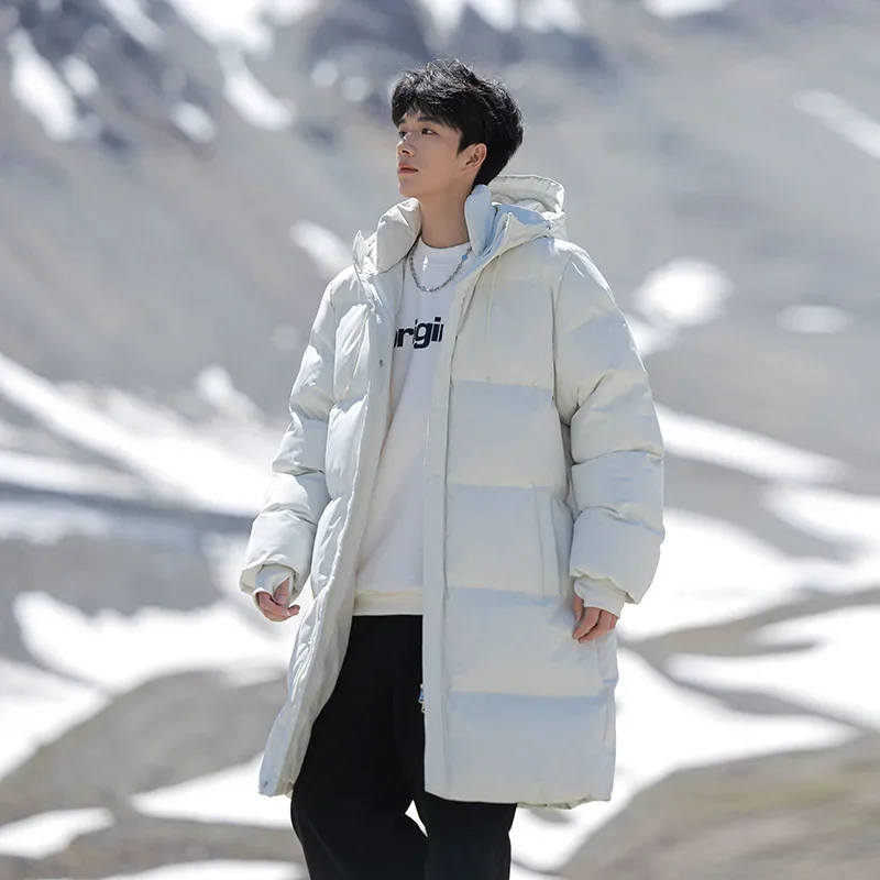 Thickened Cotton-padded Coat Young Men Winter Casual Warm Hooded Jacket Mid-length Men's Trendy Cotton-padded Jacket Coat