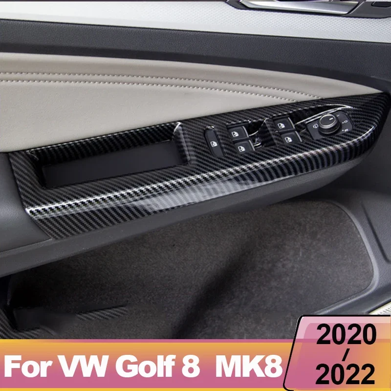 

Carbon fiber Car Door Armrest Panel Window Switch Lift Buttons Covers For Volkswagen VW Golf 8 MK8 2020-2022 2023 Accessories