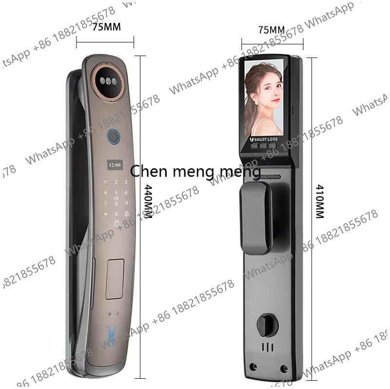 Usmartgo Biometric Smart Door Lock Face Fingerprint Password Entry Lock Photo Capture Digital Viewer Intercom Active Monitoring