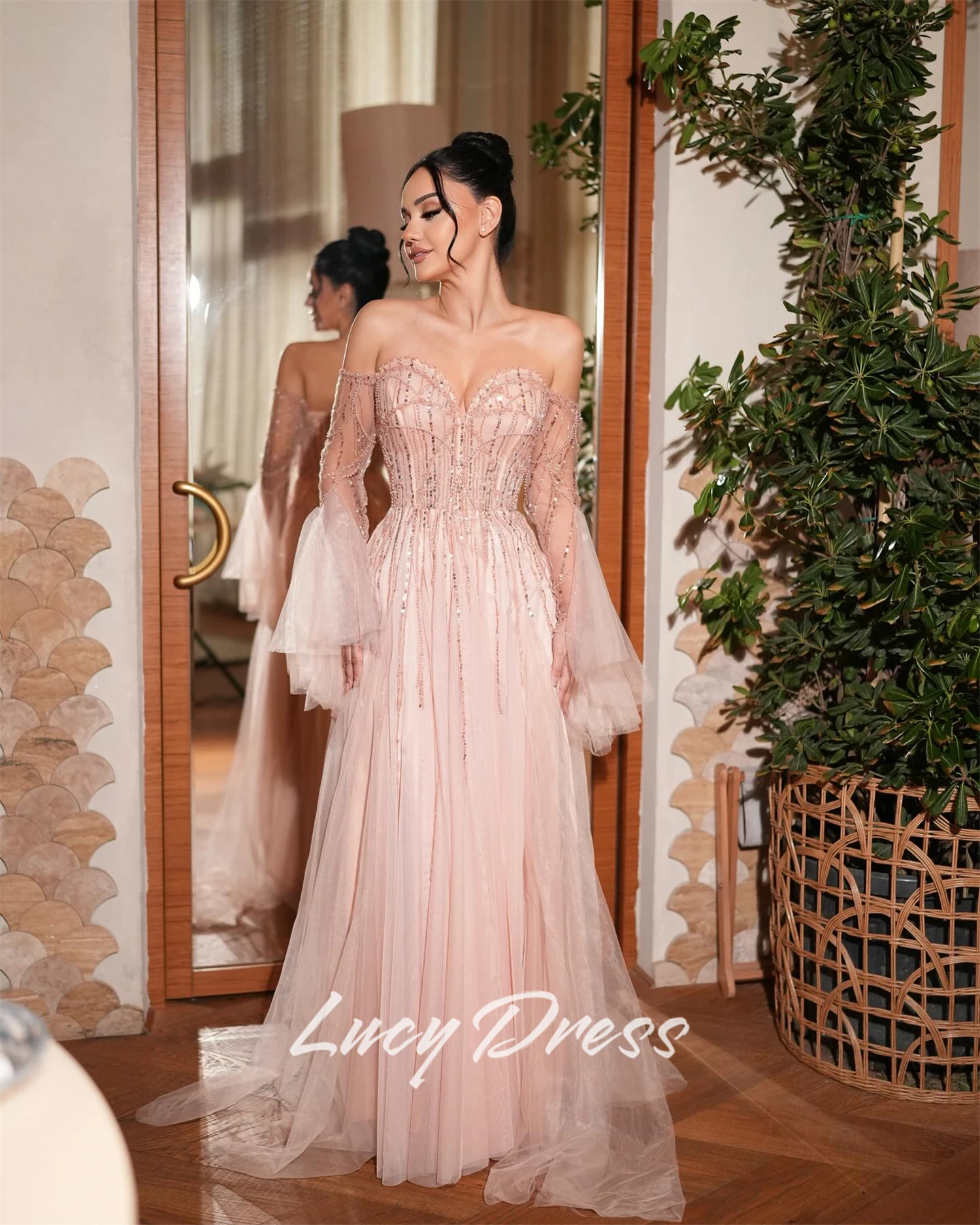 Lucy robe de soirée personnalisée robes de soirée pour les invités de mariage robes de bal femme robe d'occasion spéciale robes de soirée roses
