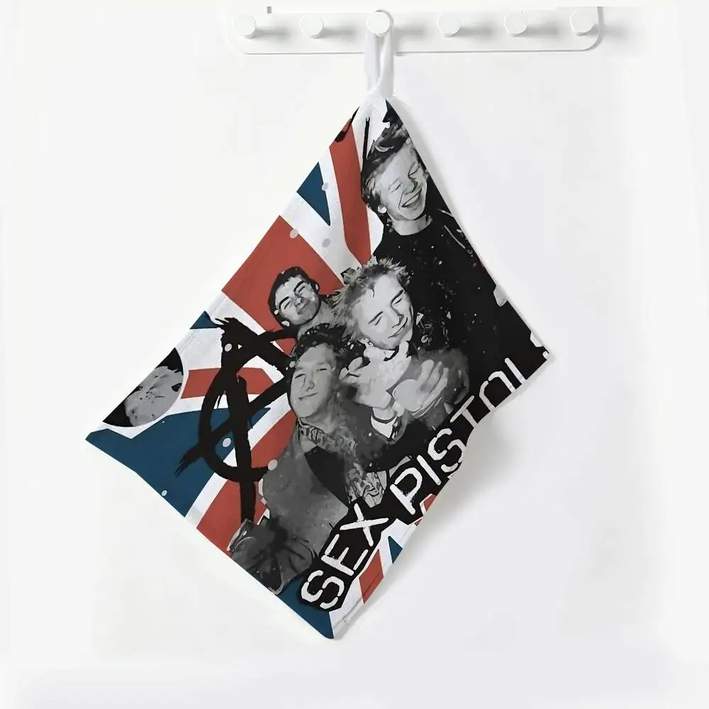 Rock Band S-Sex P-Pistols Hanging Style Hand Wiping Towel, Polyester Cotton, Anti-fade for Indoor Kitchen Living Room