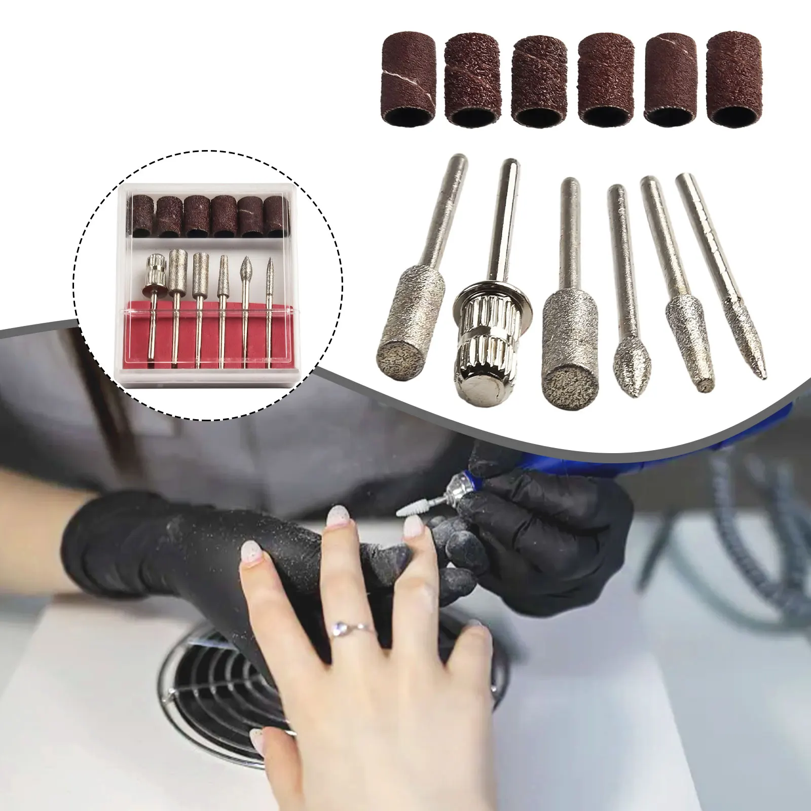 إزالة لقم الثقب مجموعة التشذيب 12 قطعة الماس الكهربائية ملف طحن مانيكير مسمار المحمولة المهنية نحت