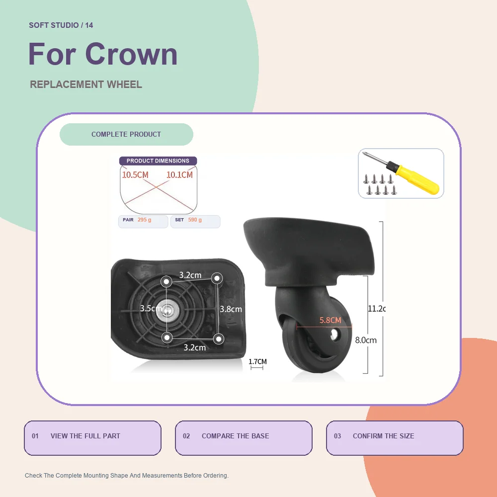 Smooth Rolling Suitcase Replacement Wheel For Crown Quiet Caster Repair Kit For Travel Silent Suitcase