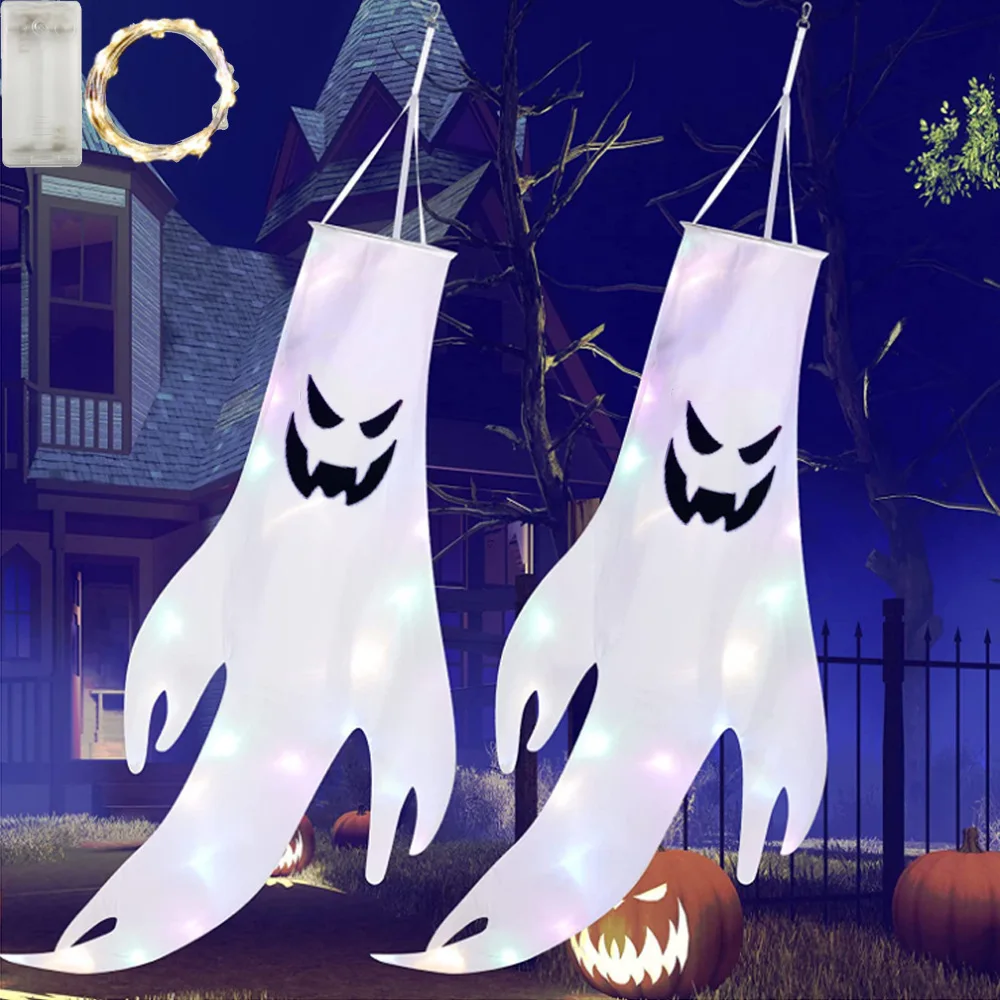 

1-4PCS Halloween LED Floating Ghost Decor Hanging Haunted Blow Up Figures Glow for Party Yard Decoration Props