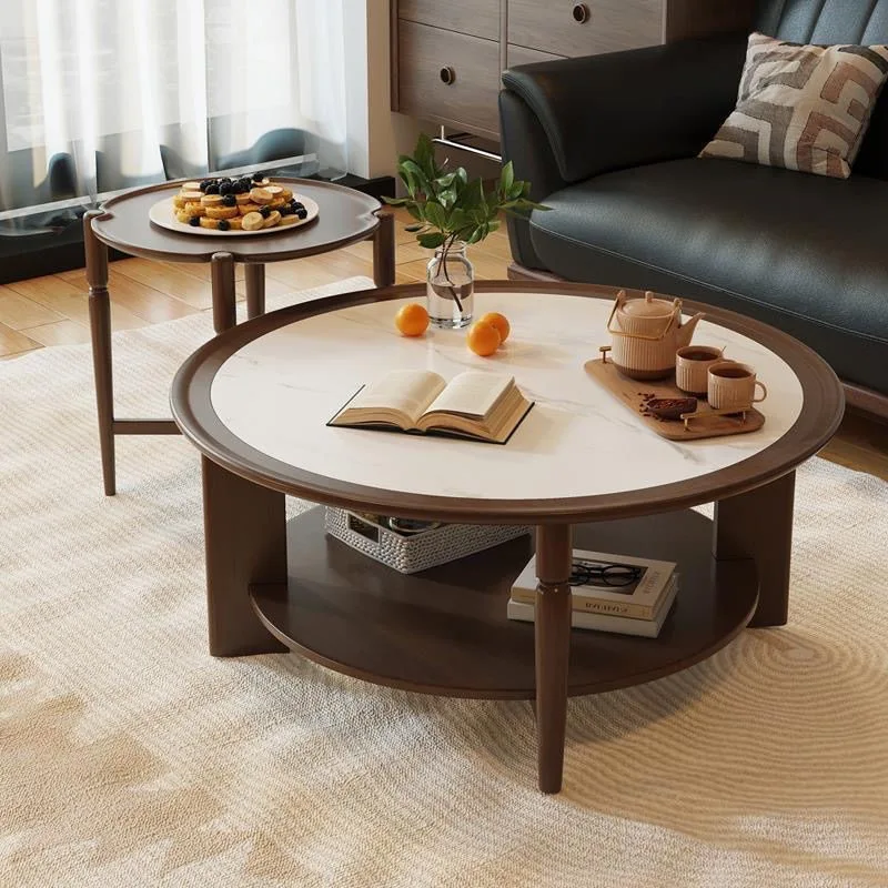 

Medieval style coffee table combination living room small apartment retro solid wood TV French style