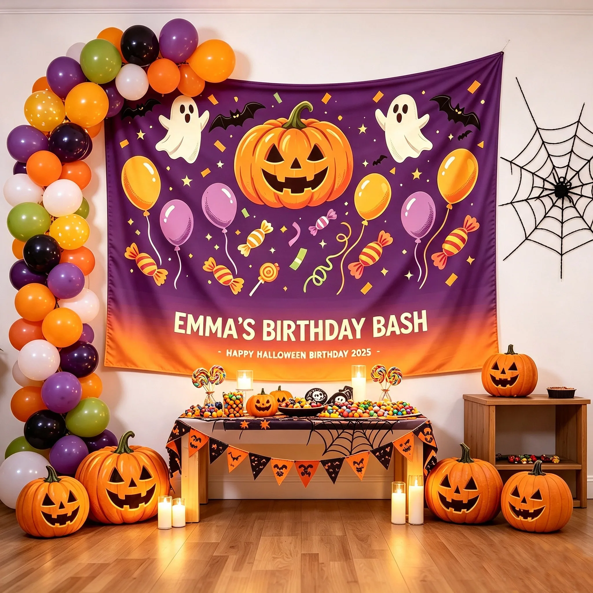 Personalized Halloween Custom Tapestry Customizable Text Party Banner Holiday Home Wall  Decor Oversized Party Banquet Backdrop