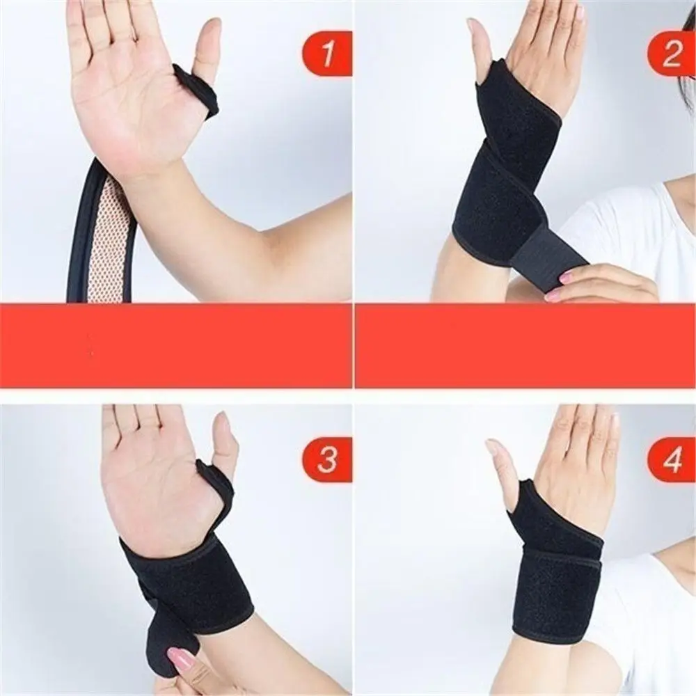 1 Pair Tourmaline Self-Heating Wrist Brace Sports Protection Wrist Belt Far Infrared Magnetic Therapy Pads Braces