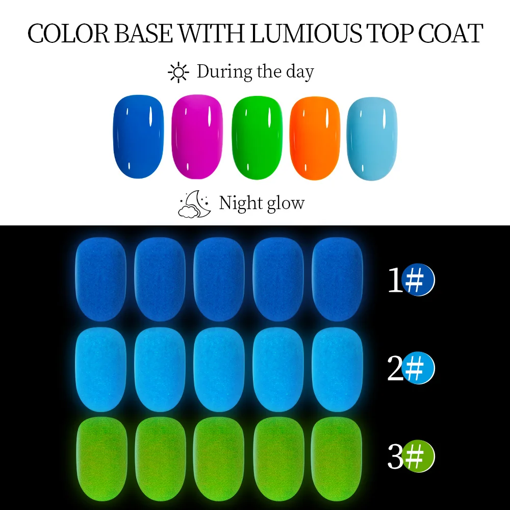 Maychao Lichtgevende Gel Glow In The Dark Top Coat 7Ml Fluorescerend Doorweekt Uv Led Top Gel Nagellak Universele Nagel Afdichting Top Coat