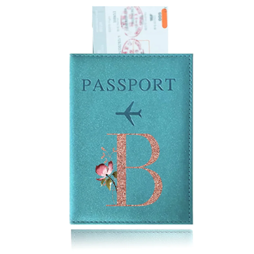 Passport Covers PU Leather Passport Holder UV Printing Rose Gold Series Travel Accessories Ticket ID Card Holder Case