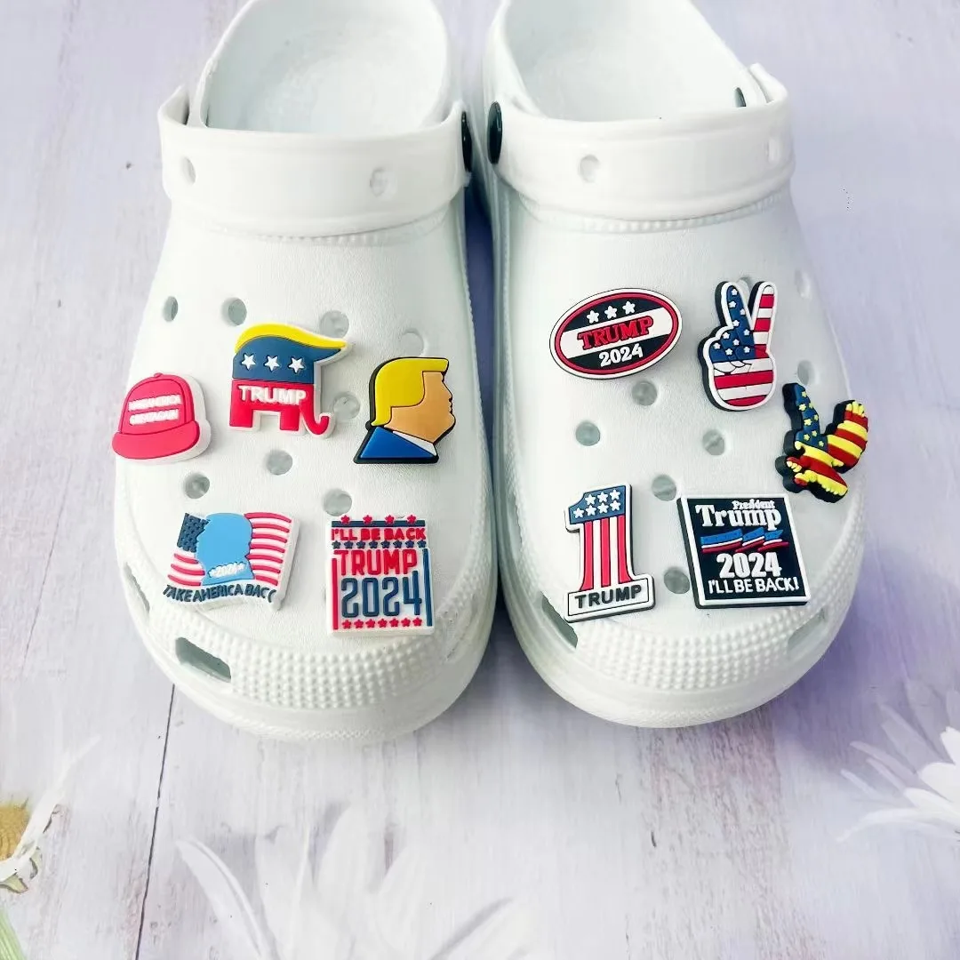 Trump US presidential election 15pcs Shoe Charms for Clogs Sandals Decoration Shoe Accessories Charms for Friends Gifts