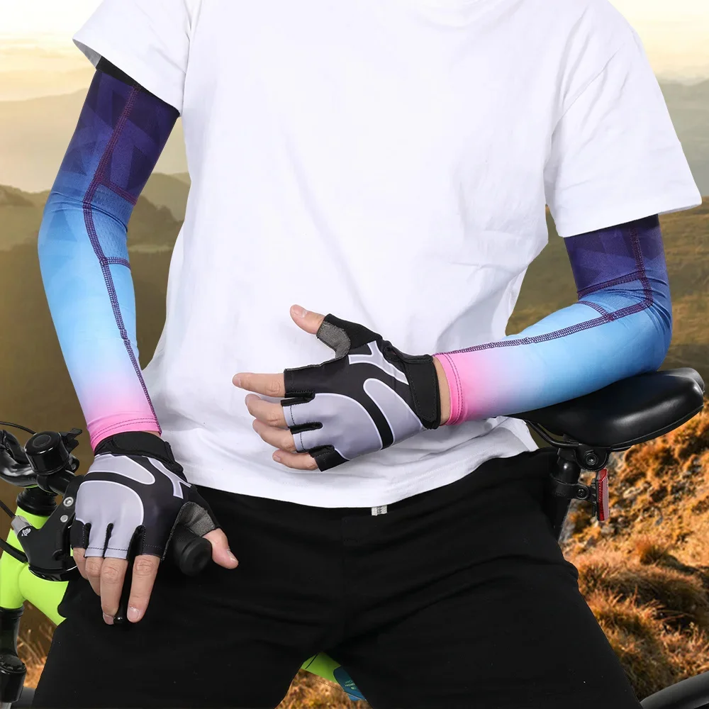 Summer Cycling Arm Sleeves Solar Protection Bicycle Bike Fishing Running Hand Cuffs Cover Sports Racing Anti-sunburn Elbow Pads