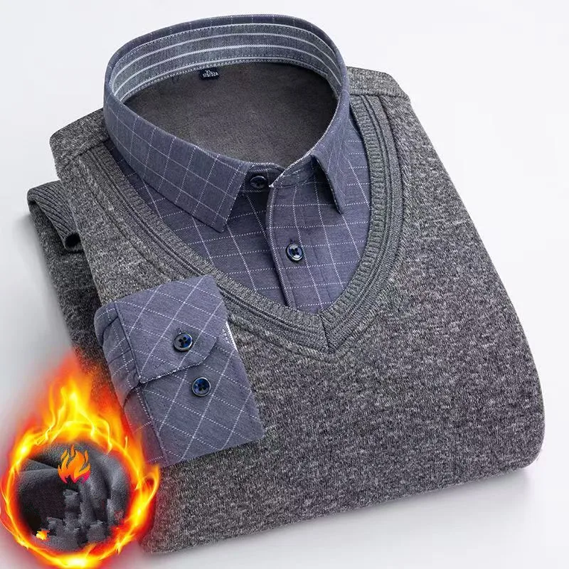 Men's fashionable business-style sweater with added insulation warmth suitable autumn winter casual wear with pullover design