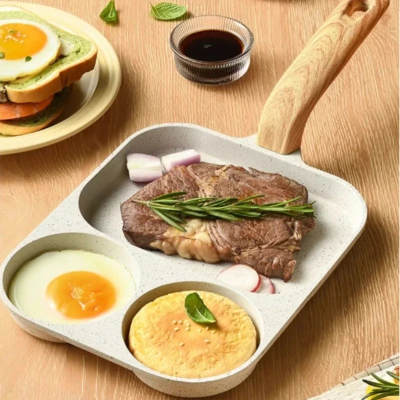 وعاء إفطار منزلي غير لاصق 3 في 1 عالمي مضاد للحرق وعاء برجر صغير ماي فان شي لحم الخنزير المقدد شريحة لحم البيض المقلي مقلاة مسطحة القاع