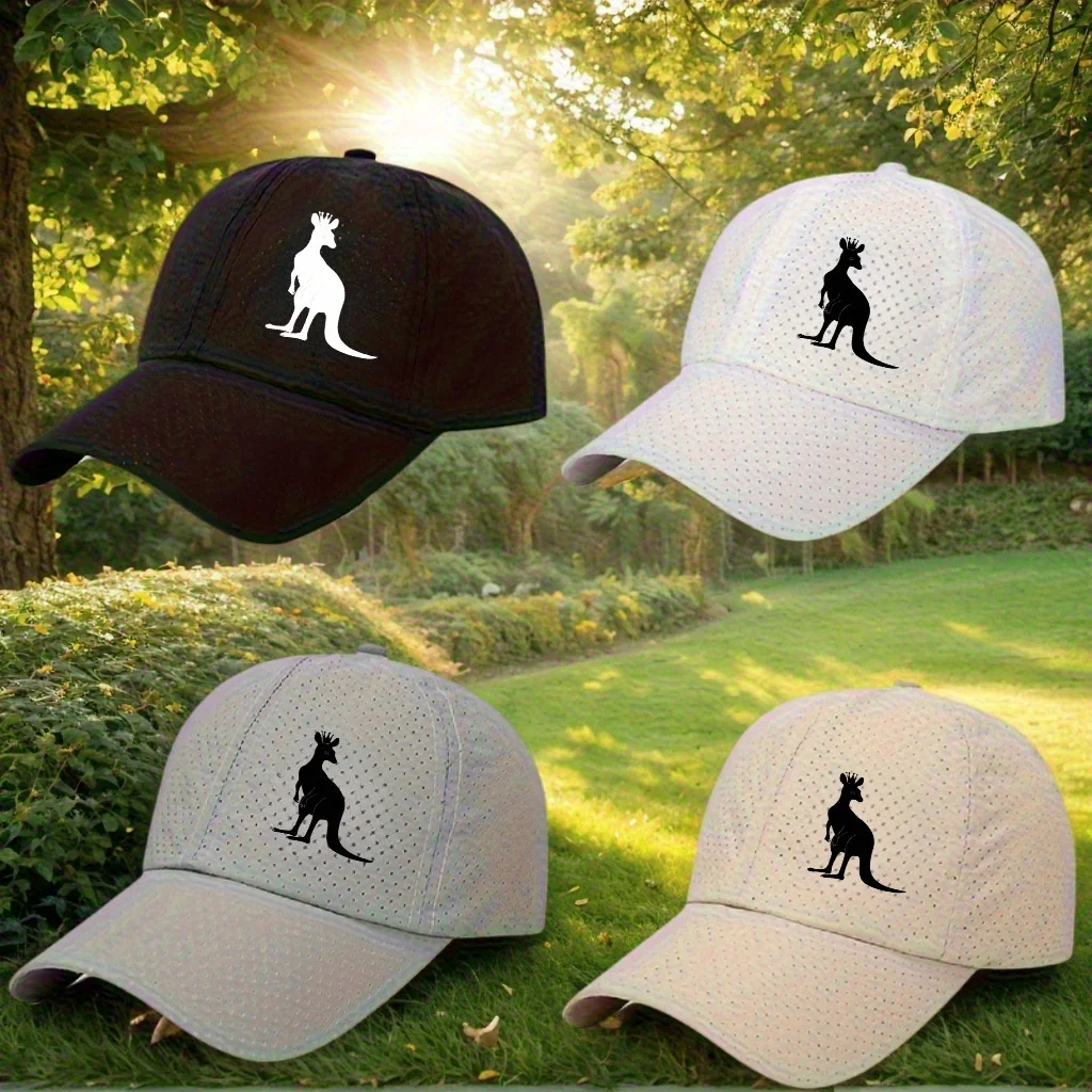 قبعة سائق الشاحنة Goodvery Crown Kangaroo المطبوعة - قبعة بوليستر خفيفة الوزن وجيدة التهوية مع قبعات الكنغر الكنغر، أغطية رأس متينة #3