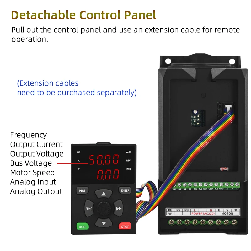 Solar VFD Inverter DC200-400V Input  0.75/1.5/2.2/3.0KW Variable Frequency Drive Converter for 3Phase 220V Motor Speed Control