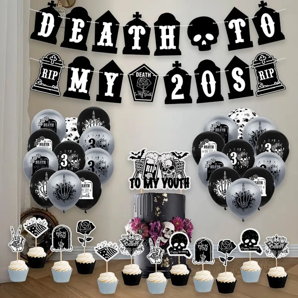 Latex Death To My 20s Decorations Party Supplies Birthday Banner Balloons Girls